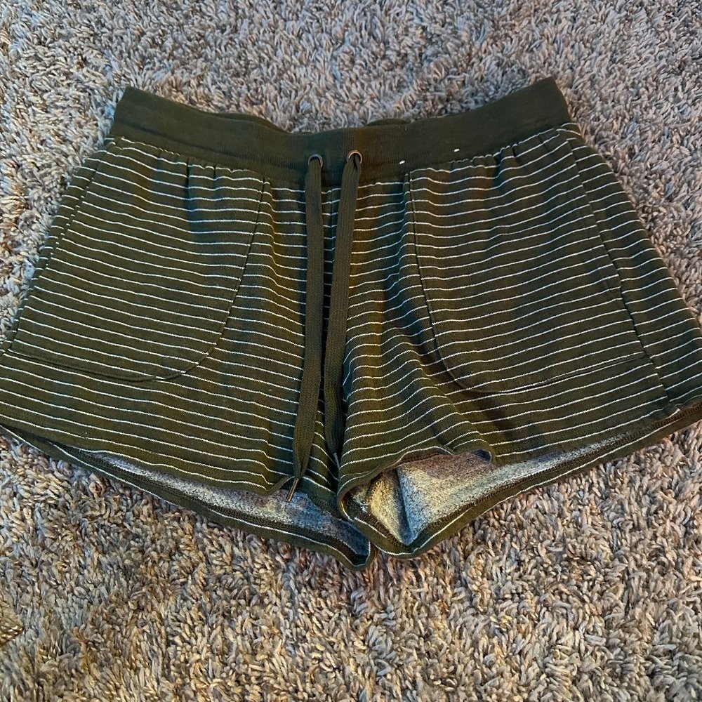 Womens' casual green and white striped shorts